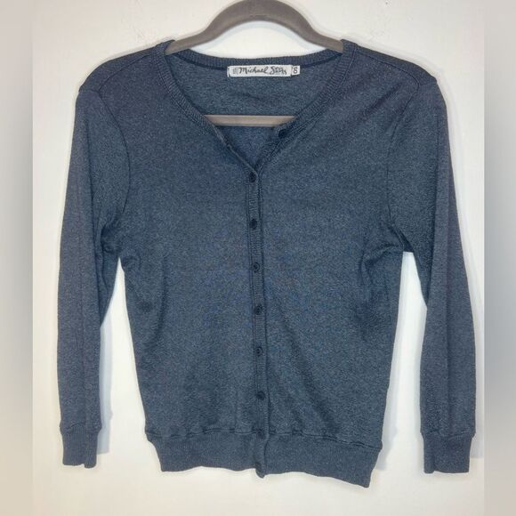 Michael Stars EUC blue/silver metallic Ruiz button down cardigan Size OS - Picture 1 of 5